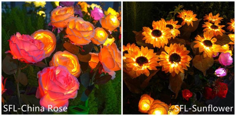 Outdoor Waterproof Garden Decoration LED Peony Flower Solar Garden Lights for Landscape Courtyard Lawn Lamp