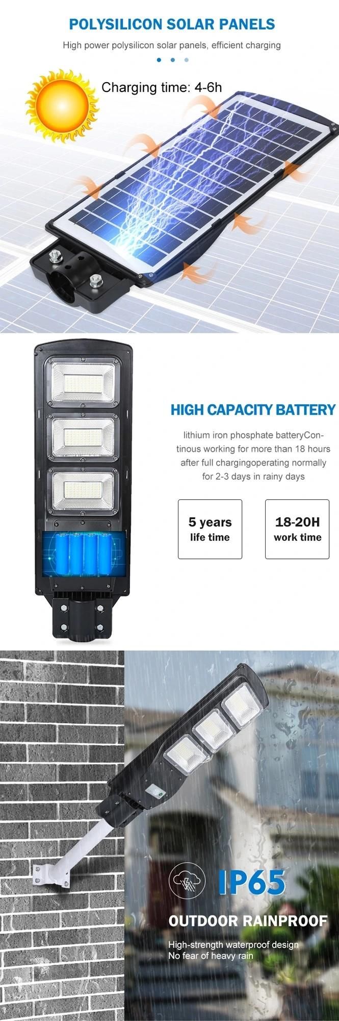 Factory Sales All in One Solar Power 90W LED Integrated Street Light LED Lamp Lights Lighting Decoration Energy Saving Power System Home Wall Flood Light