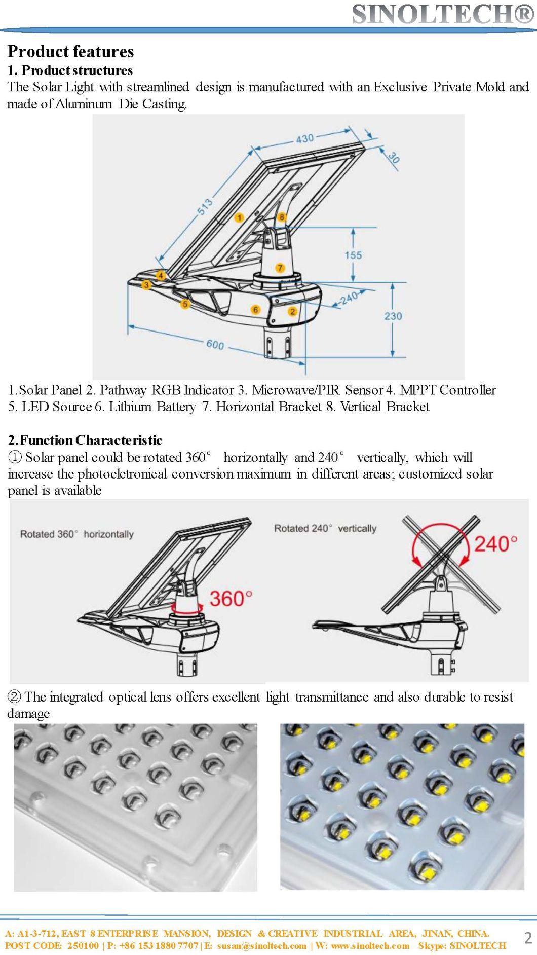 Elite G03 Series 2600 Lumens 20W LED Solar LED Street Lights Solar Light for Parking Lot with 3-4 Rainy Days Design (G03-20W)