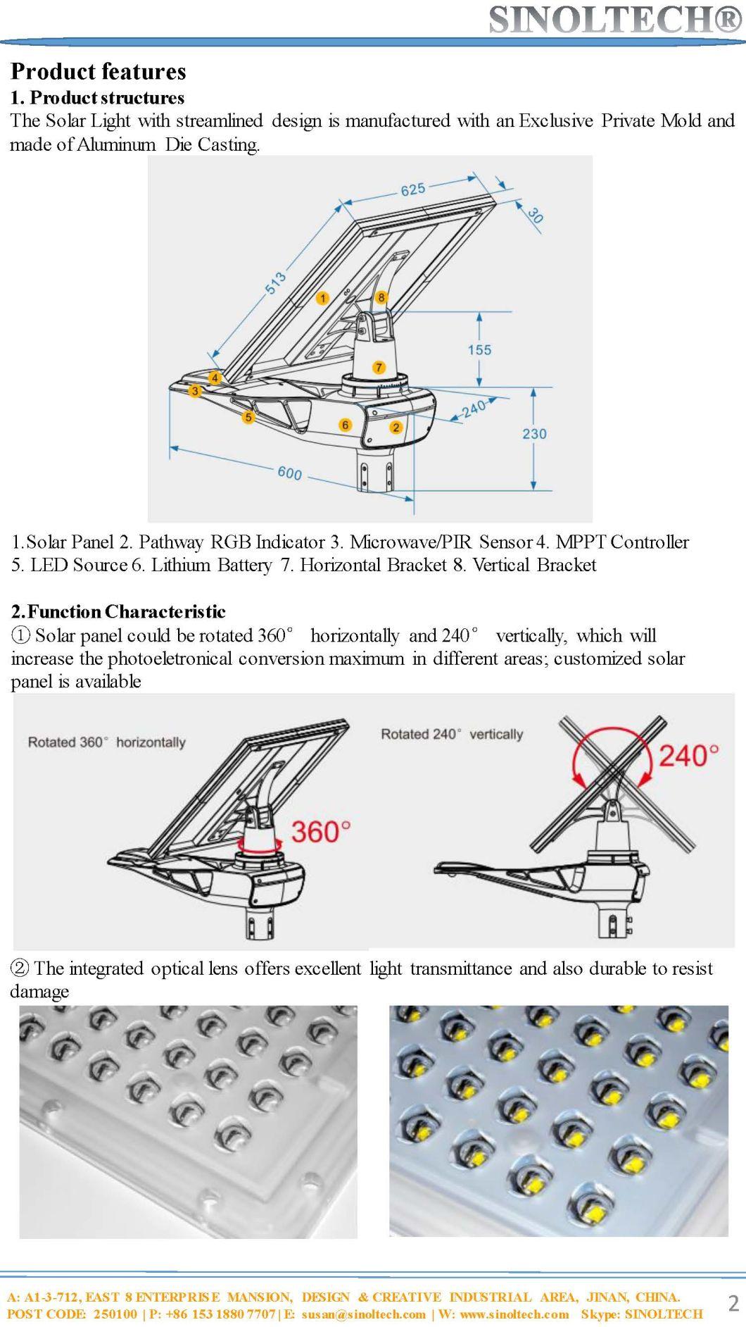 Elite G03 Series 3900 Lumens 30W LED Solar Street Light Lampara Solar for Parking Lighting with 3-4 Rainy Days Design (G03-30W)