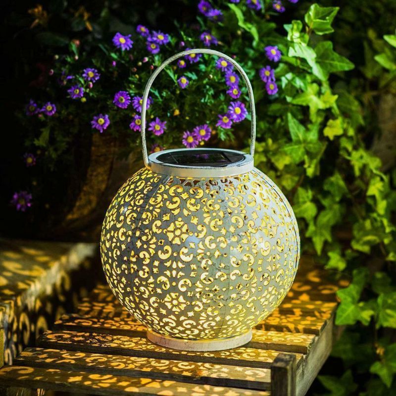 Simva LED Lantern Outdoor Solar Power Hanging Lamp Garden Lawn Landscape Light, Hanging Lamp Hollow Solar LED Iron Art Lantern Light Solar LED Garden