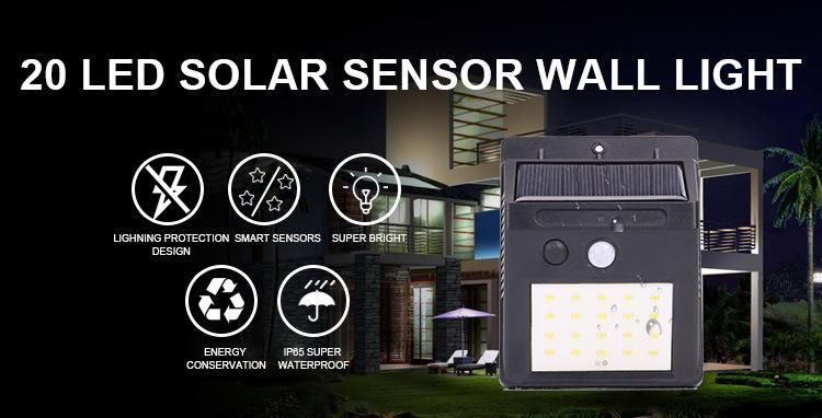 Simva Wireless Waterproof Motion Sensor Outdoor 20LED Security Night Light Solar Wall Lights, LED Motion Sensor Wall Light, Solar Power LED Light