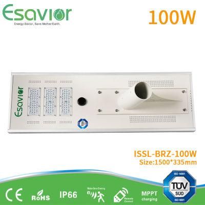 Esavior 100W Integrated Solar-Powered LED Street Light with Microwave Motion Sensor Garden Lamp