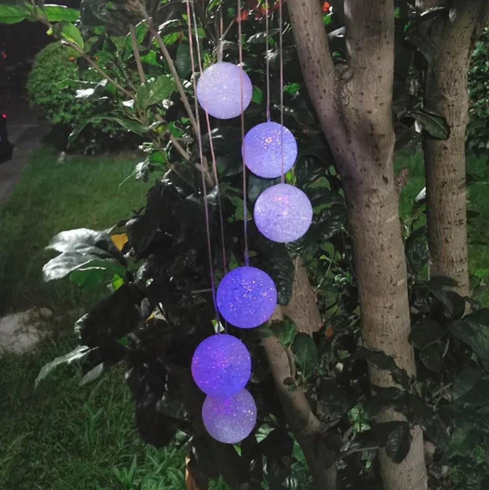 Waterproof Colorful Solar Lights Outdoor LED Ball Light Hanging Lamp Balcony Garden Patio Room Decoration Wind Chime Light IP65 LED Solar Garden Light