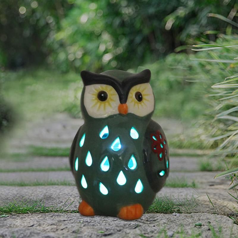 Waterproof Solar Animal Owl LED Light Color Changing Garden Decorations Esg11902