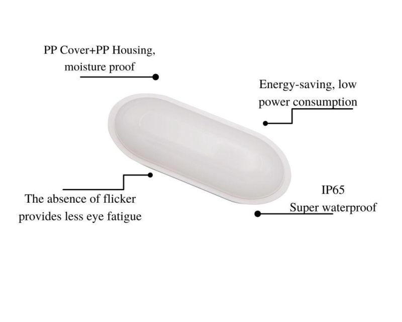 Water Proof No Mercury, No Radiation, No UV B1 Series Moisture-Proof Lamps Oval