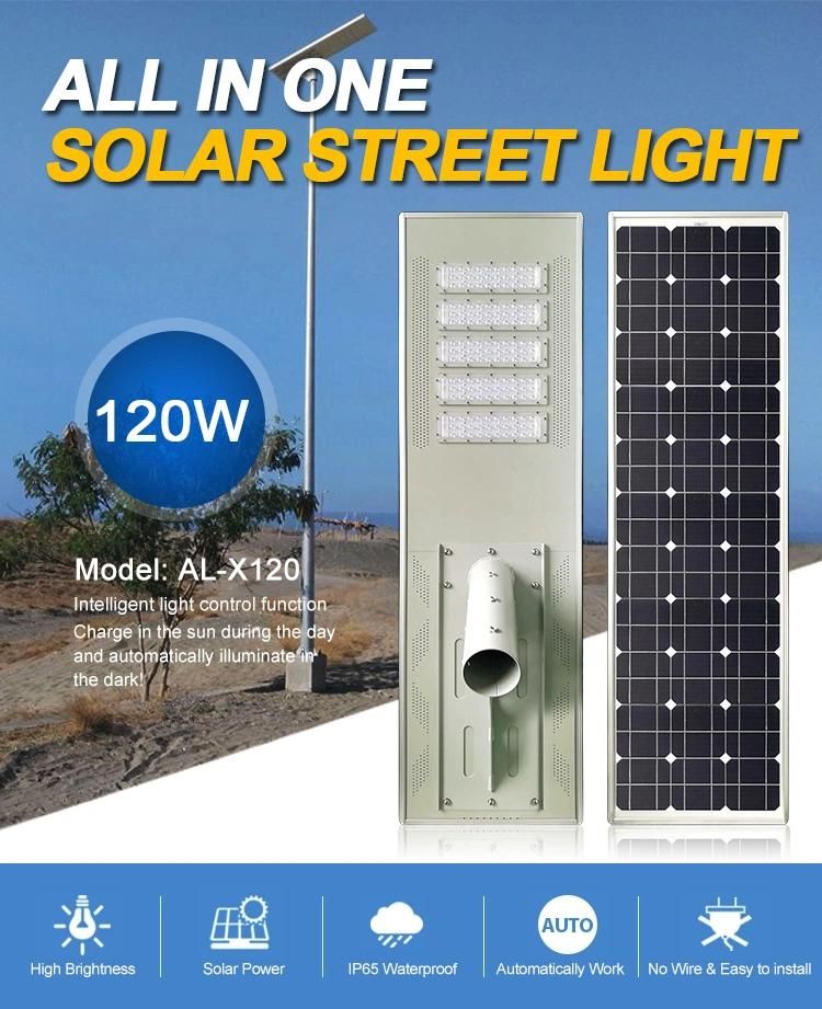 6500K-7000K Color Temperature Waterproof 120W 3030 LED Solar Street Light