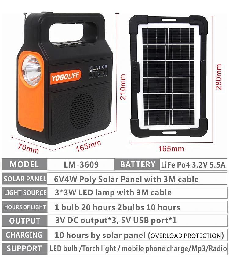 Yobolife Hi Power solar Panel with LED Bulb Solar Light