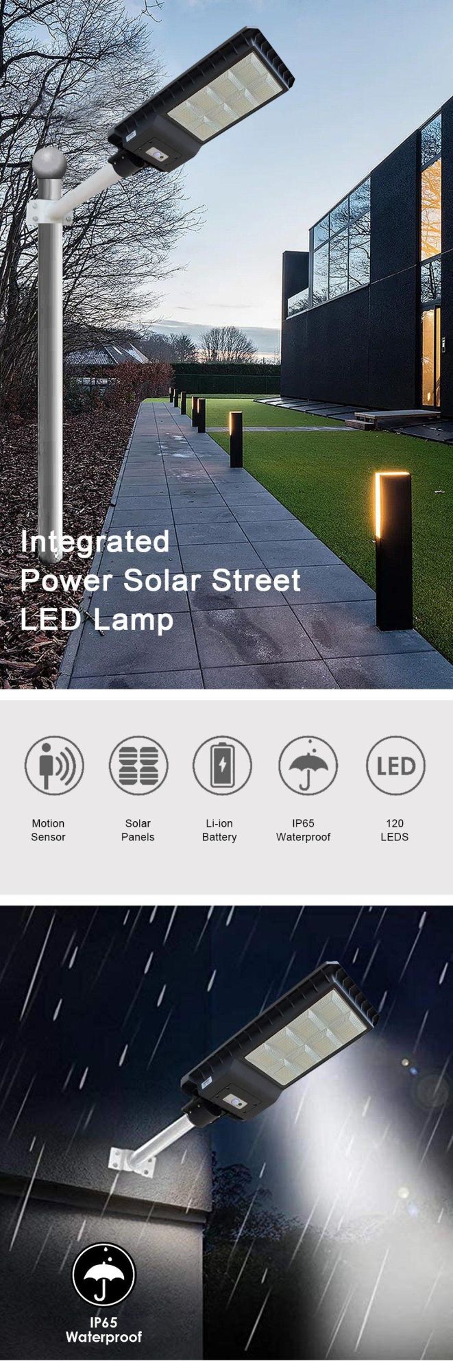 Montion Sensor Low Consumption Outdoor Garden Solar LED Street Light