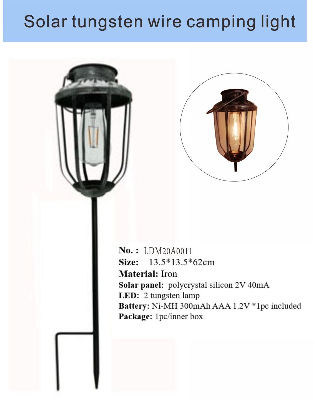 LED Wrought Iron Ground Plug Solar Garden Lamp Camping Light