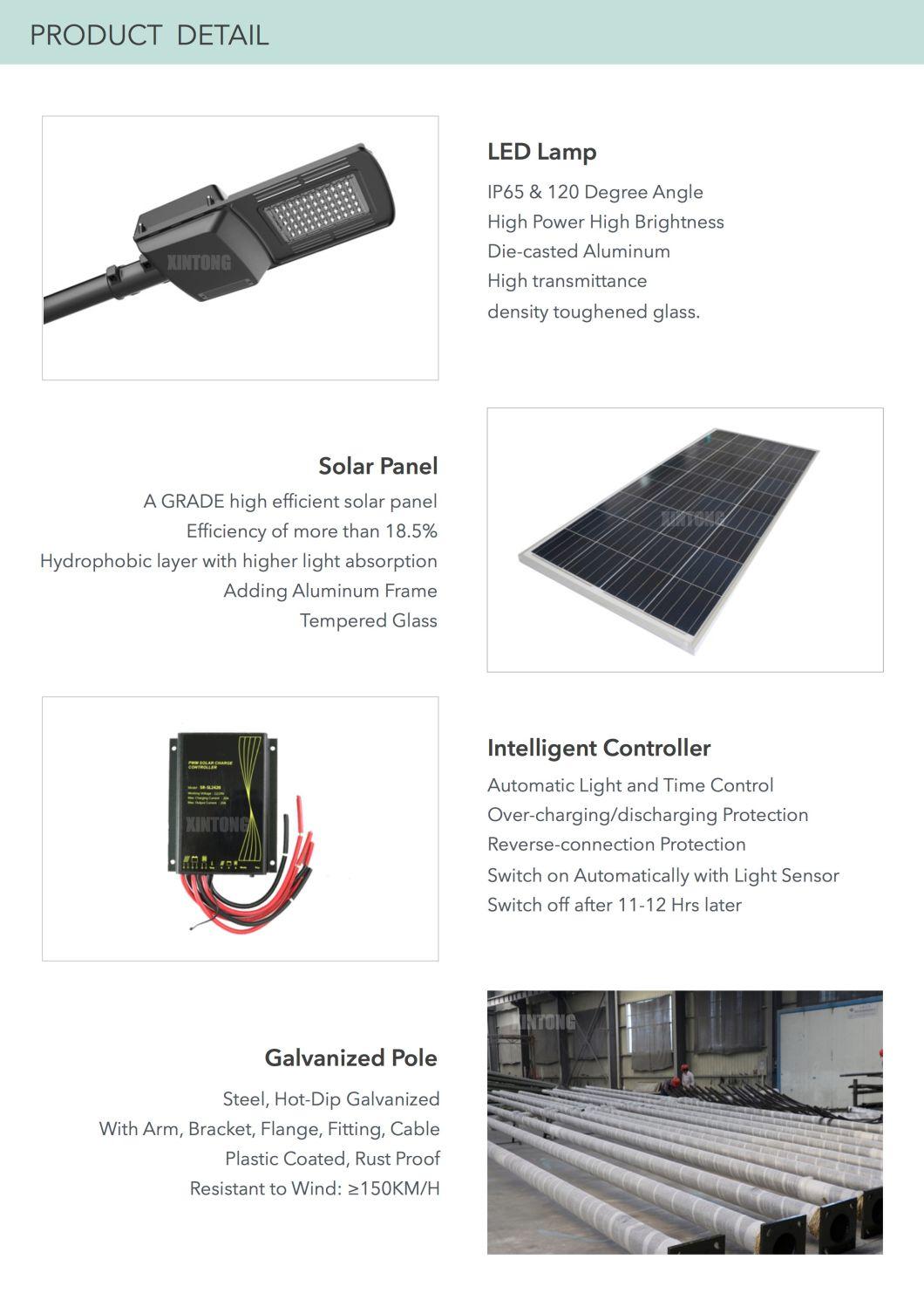 100W Intelligent Control Solar LED Street Lighting