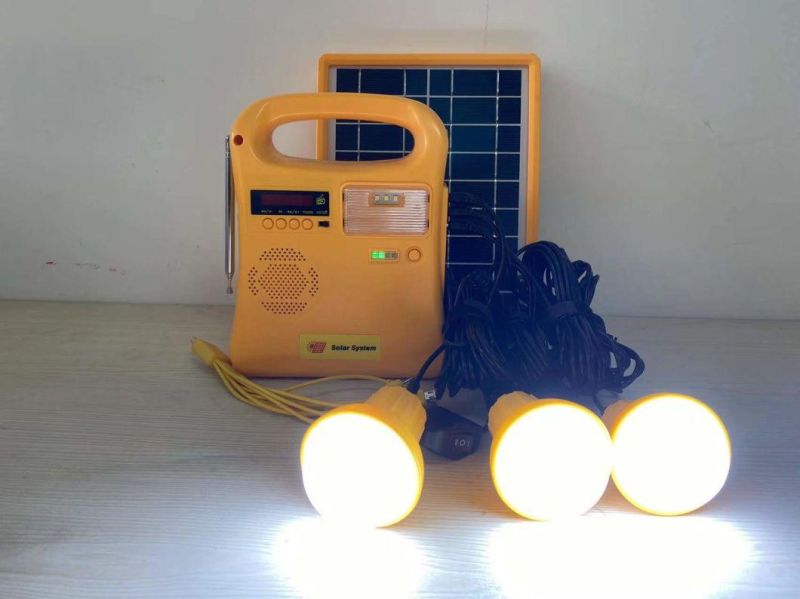 2021 Qingdao Factory Direct Sale 5W Portable Solar LED Lighting System LED Solar Reading Light with Torch Light/FM Radio/Mobile Phone Charger