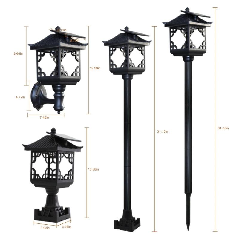 Solar Wall Lanterns Solar Panels, Dusk to Dawn LED Outdoor Wall Sconce, Anti-Rust Waterproof Wall Lanterns Aluminum, 3000K Warm White, Matte Black