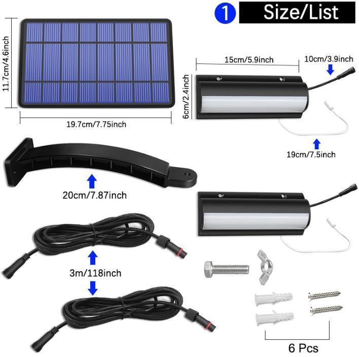 Waterproof Outdoor Pathway Motion Sensor Security Lights 2 Heads Solar Powered PIR Sensor LED Garden Solar Wall Light