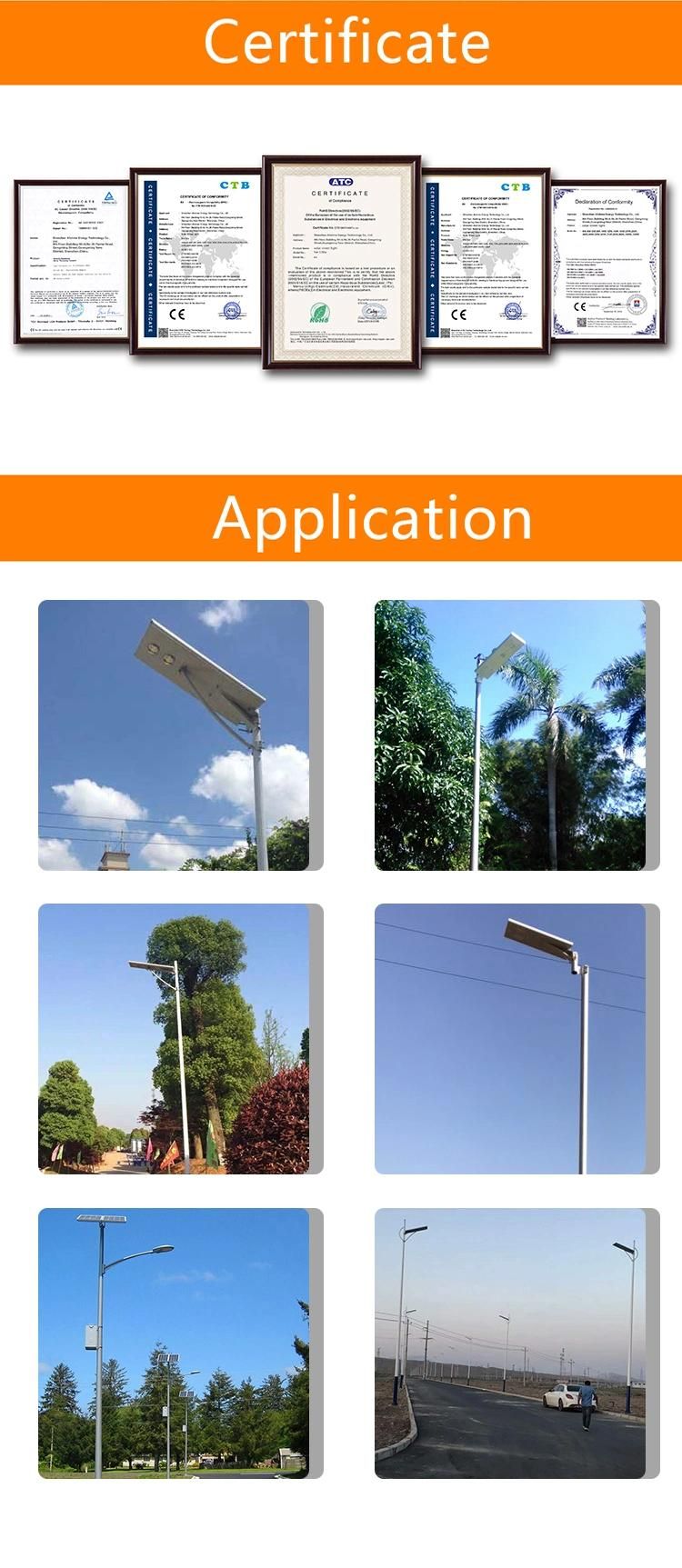 Wireless Control Street Light Solar 20W Mounting 10m Height Used in Country Road/Highway/Street