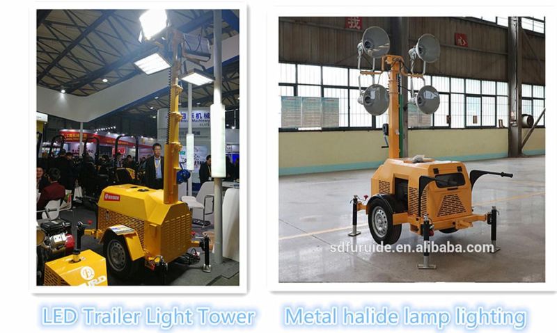 Trailer Mounted Mobile Diesel Lighting Towers Portable Tower Lights with Generator Fzmtc-1000b