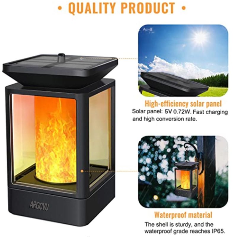 99LEDs Hanging Solar Flame Lantern with Optional USB Charging, Camping Solar Table Light with 3 Lighting Modes, Waterproof Solar Outdoor Lights for Garden Patio