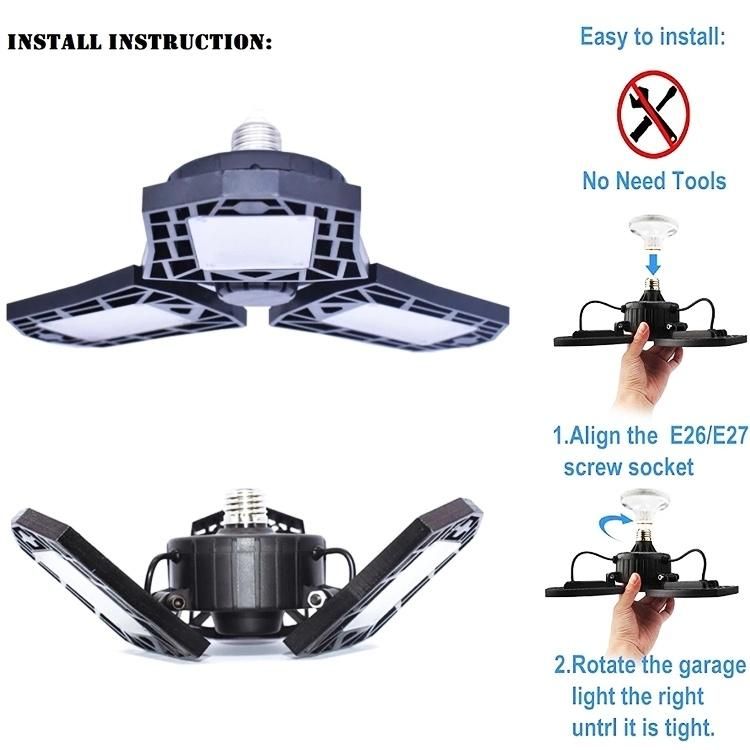 Deformation Folding Lamp E26/E27 Waterproof LED Deformed Garage Light