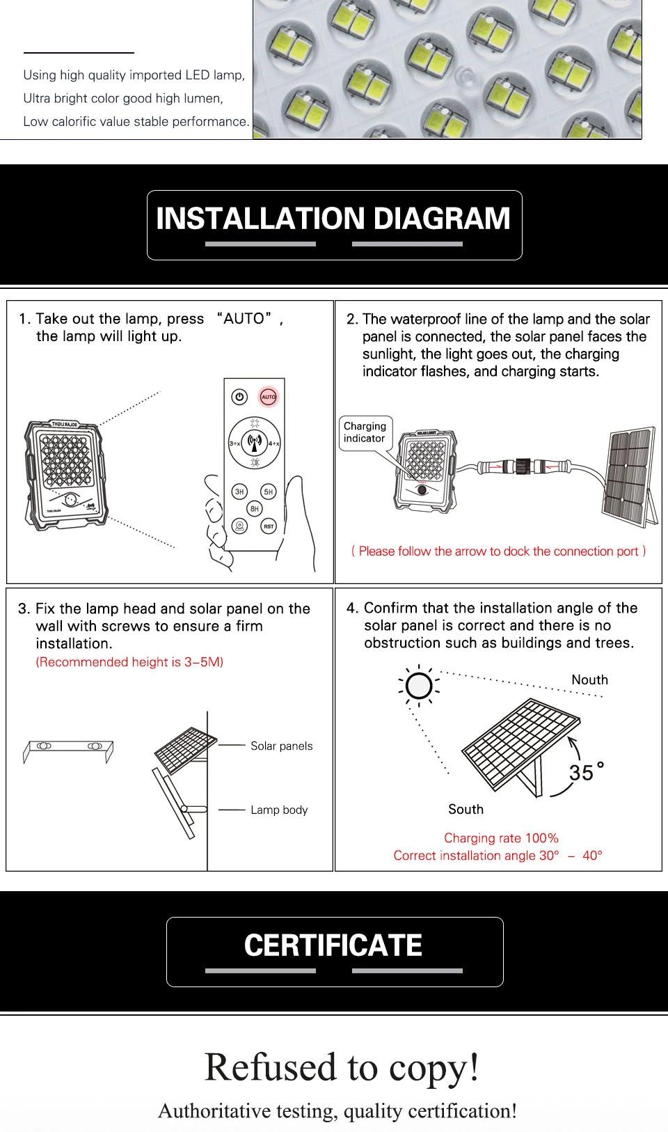 LED Solar Street Light Outdoor Lamp Waterproof IP67