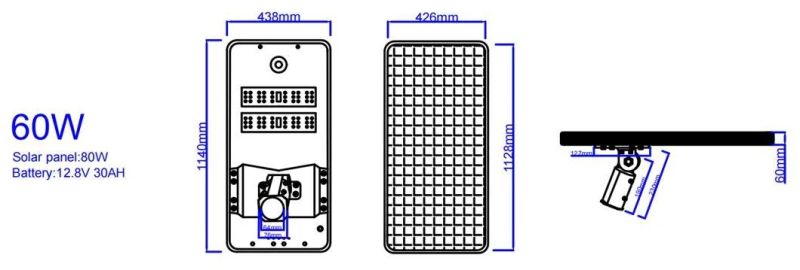 China Manufacturer Adjustable IP66 30W 60W 90W All in One LED Solar Street Lights with Motion Sensor