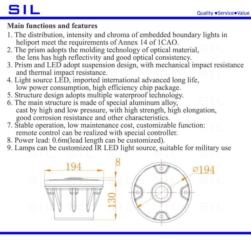 LED Airport Light Aircraft Light Point Inset Light LED Helipad Inset Light 7W Heliport Inset LED Airport Light