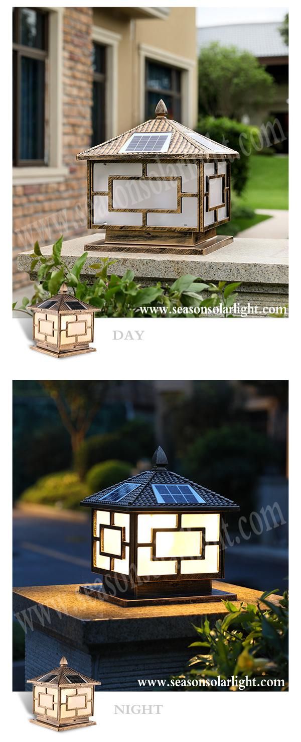 Classical Outdoor LED Lighting Garden 5W Solar Panel Gate Solar Post Cap Light with LED Light