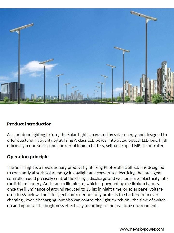 Factory Price All in One MPPT Outdoor IP65 Waterproof 30W High Brightness LED Solar Street Light