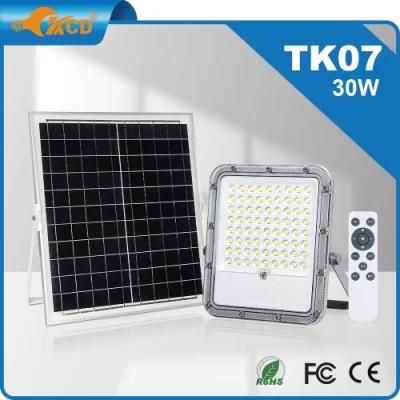 China Manufacturer CE RoHS Powerful Solar Landscape Modern LED Garden Light 30W Remote Solar Flood Light