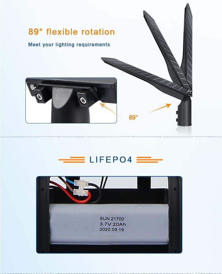 All in Two Split Integrated Solar Panel Power Street Light 100W 150W 200W LED Solar Streetlight