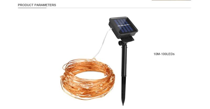 Waterproof Copper Wire Solar Powered LED Fairy String Lights with 8 Modes Starry Lights for Christmas Wedding Home Tree Decoration