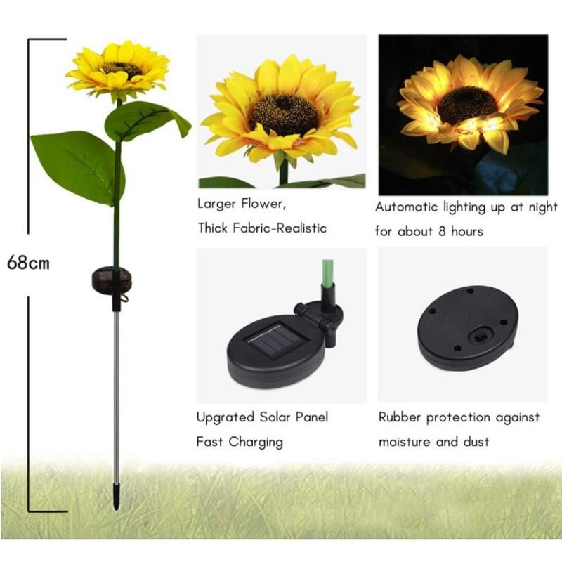 Solar Waterproof Flowers Landscape Decorative Sunflower Lamps Solar LED Garden Sunflower Stake Lights Outdoor