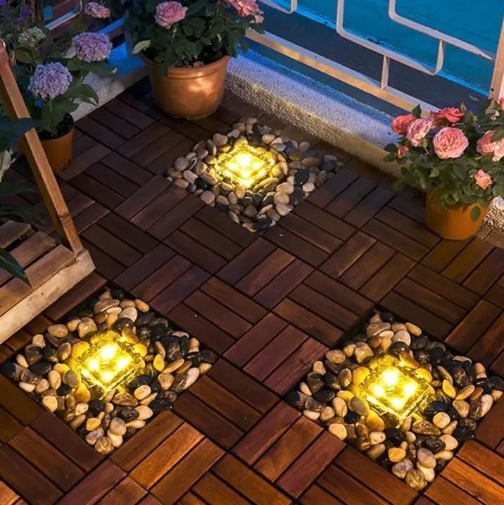 Garden in-Ground Frosted Glass Ice Cube Solar Path Light 4 LED Bigger Solar Brick Light for Garden Courtyard Lawn Pathway Patio