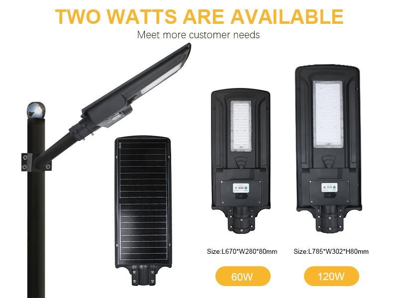 40watt 60watt Motion Sensor Integrated LED Solar Street Light