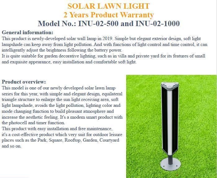 5W Solar LED Lawn Light (INU-02-500)