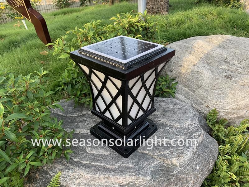 Smart Control Decoration Light Lamp Outdoor 5W Solar Fence Post Cap Lighting with Warm+White LED Light