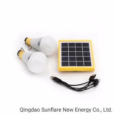 Emergency Portable Solar Rechargeable 2*2W LED Bulbs Lamp Light Lantern Charging Mobile Phone