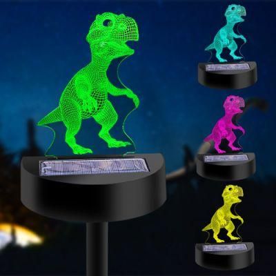 Waterproof Outdoor Garden Path Decoration Dinosaur 3D Acrylic LED Night Light Solar Lawn Lamp