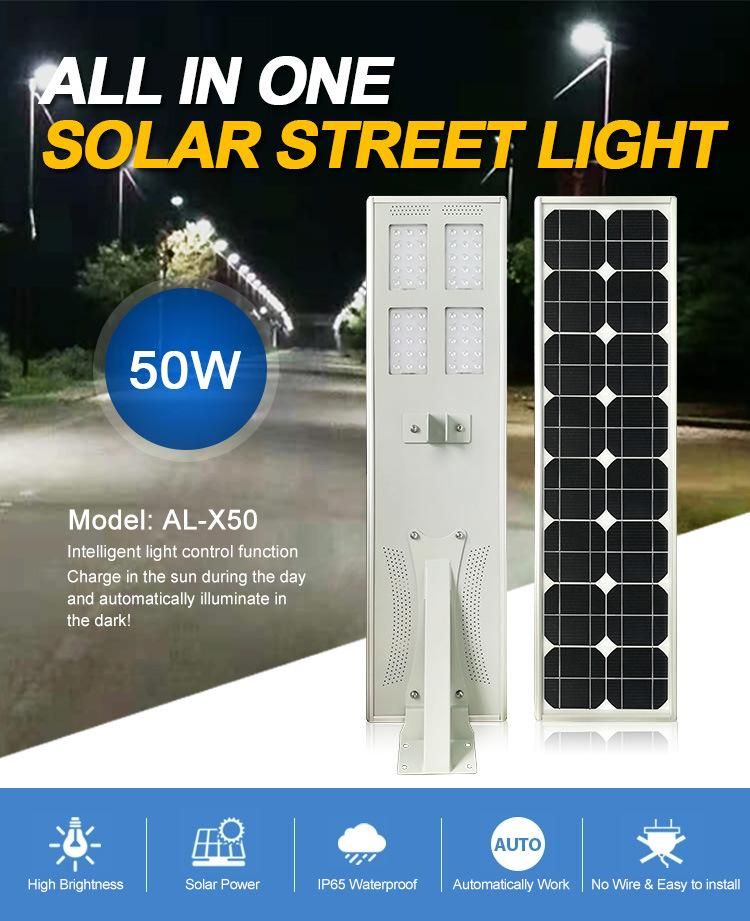 Time Control Mode Home Outdoor 50W LED Solar Street Light