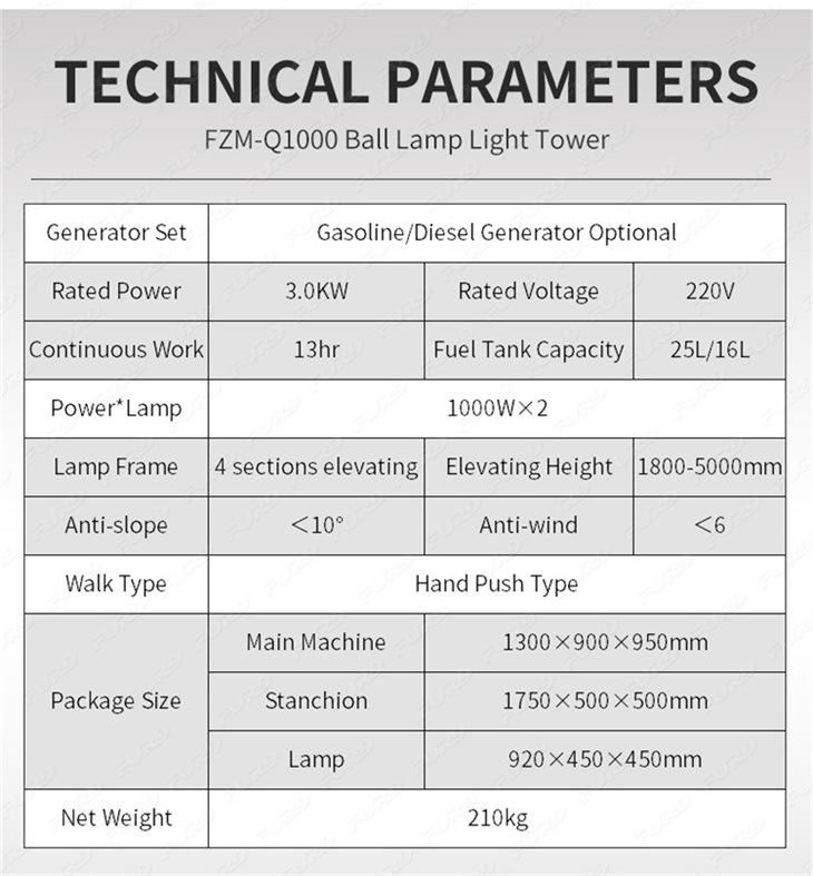 Diesel Portable Generator with Balloon Lights Lighting Tower