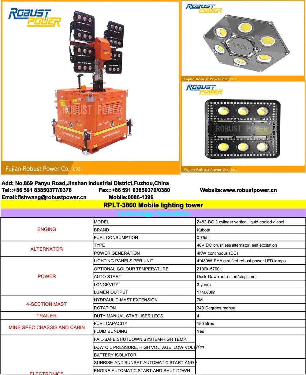 Mobile Diesel 48VDC Lighting Tower