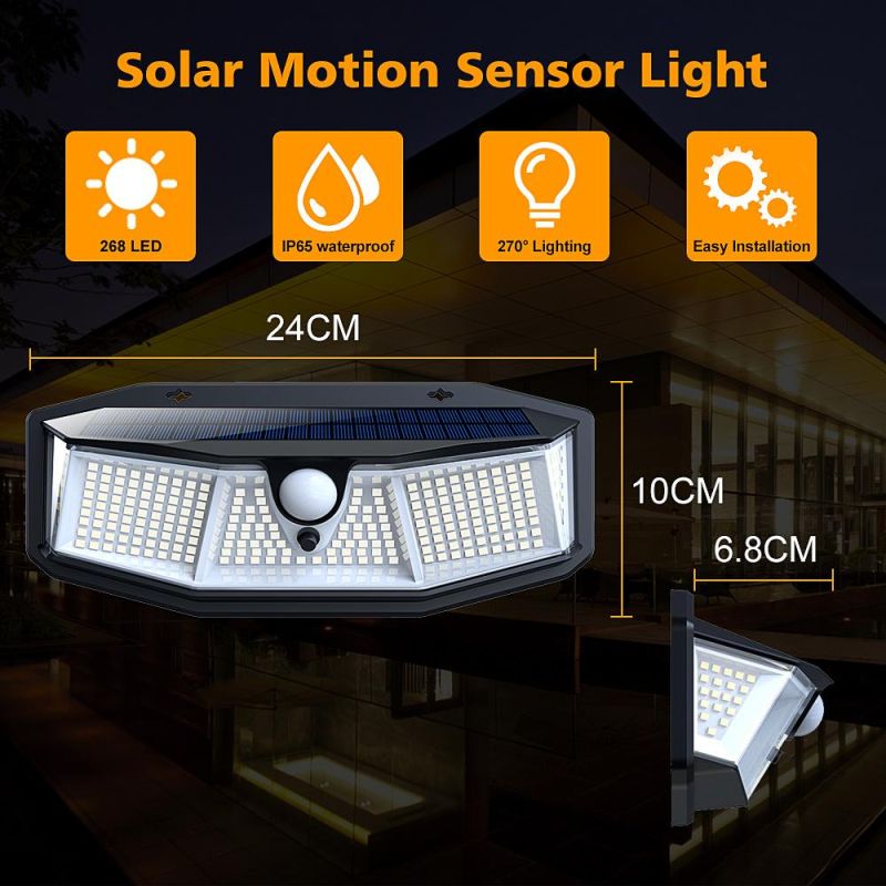 Solar Motion Sensor Lights 3 Working Modes Outdoor Lights with 270 Degree Wide Angle Wireless IP65 Waterproof Solar Security Lights for Yard