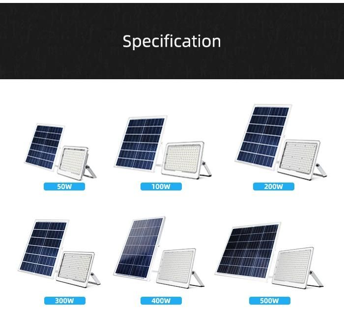 IP65 Waterproof 50W 100W 200W 300W 400W 500W Solar Powered Outdoor LED Reflector Solar Flood Garden Light