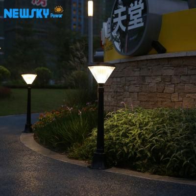 Aluminum White Lighting Waterproof Lawn Pillar Pathway Solar Bollard Garden Light