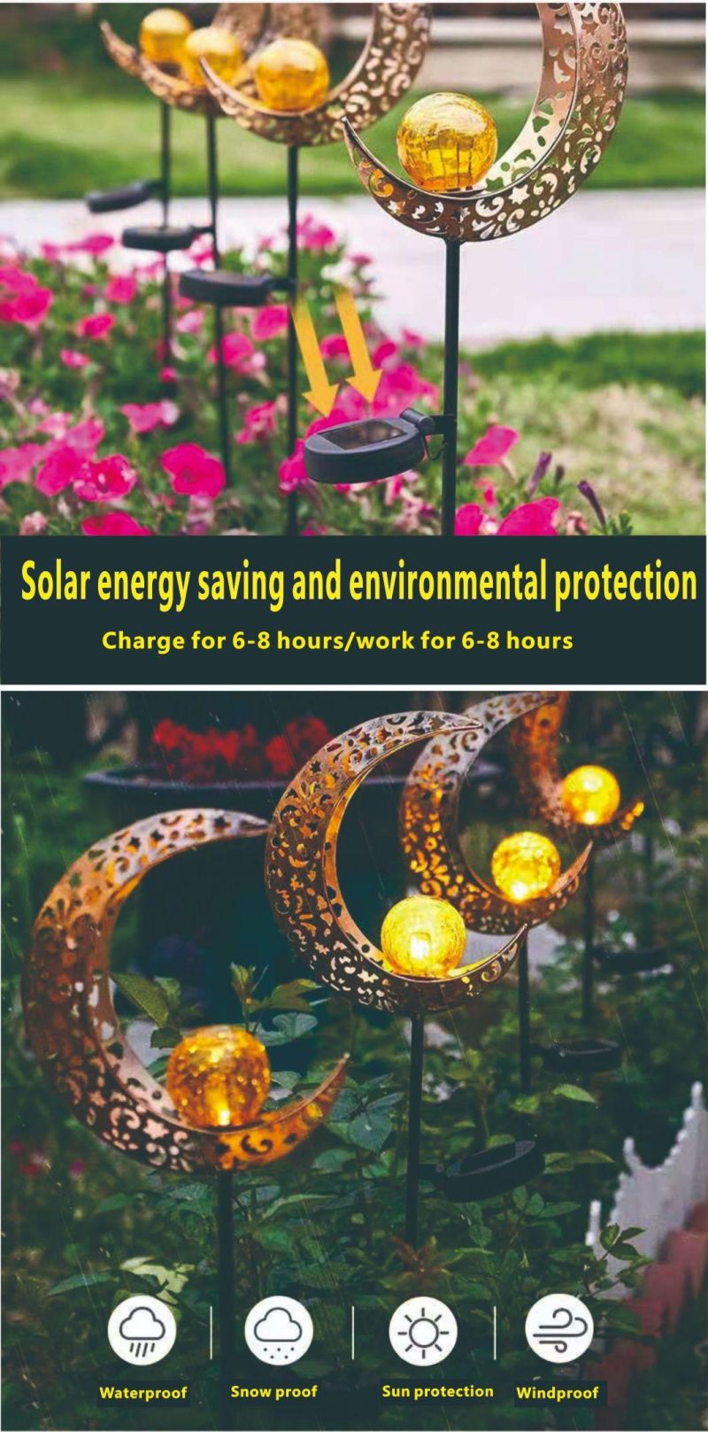 Moon Hollow-out Pattern Solar Wall Lamp Lawn Ground Light