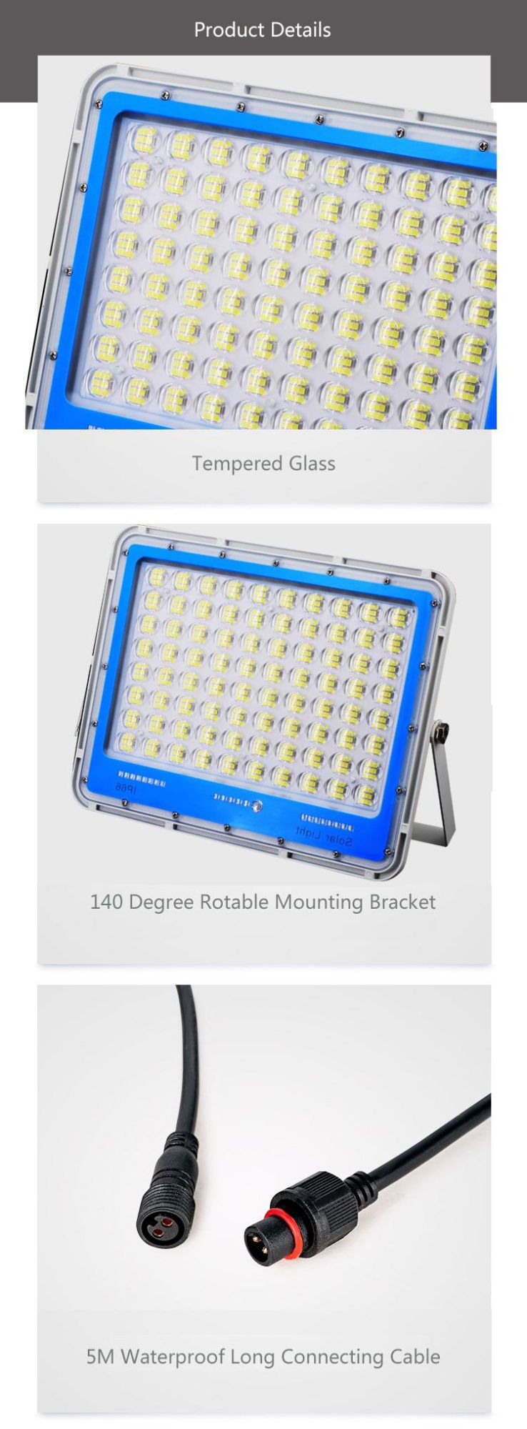 100W Professional IP65 Waterproof Outdoor Garden Light High Brightness Solar LED Flood Light