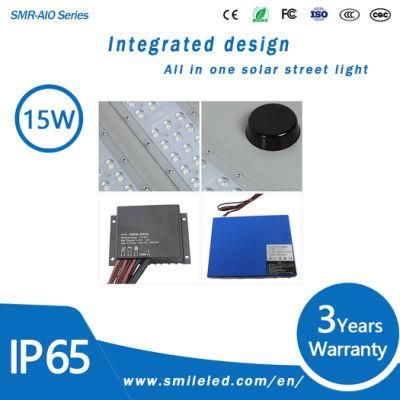 15W Super Bright Lithium Battery Integrated Solar Powered Street Light Wholesale Price