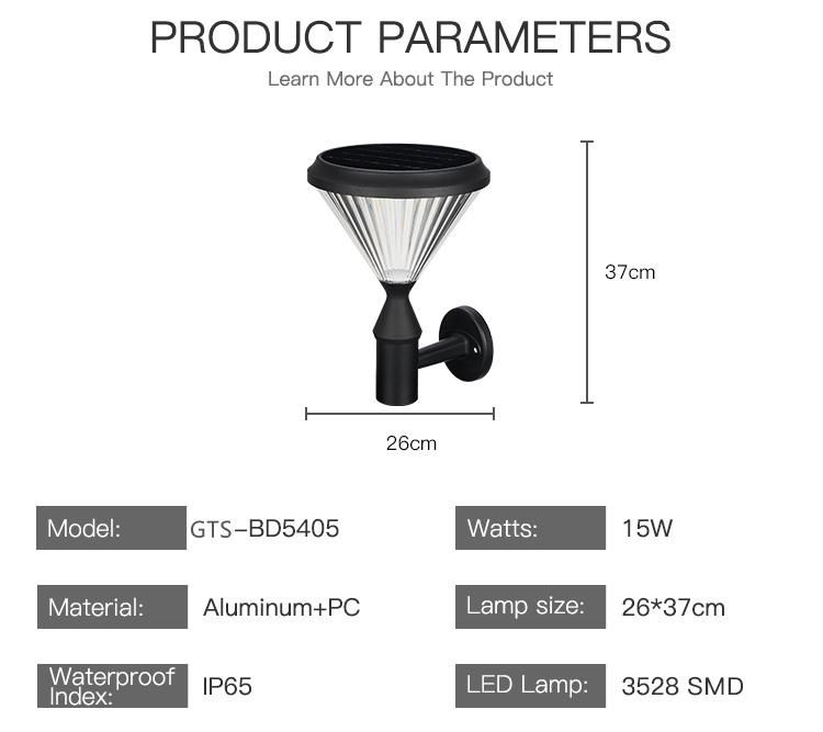 Aluminum Optically Controlled 30W House Yard Waterproof LED Solar Garden Courtyard Light House Integrated LED Solar Garden Light