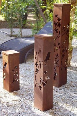 Outdoor Garden Decor Landscape Rusty Corten Steel Metal Bollard