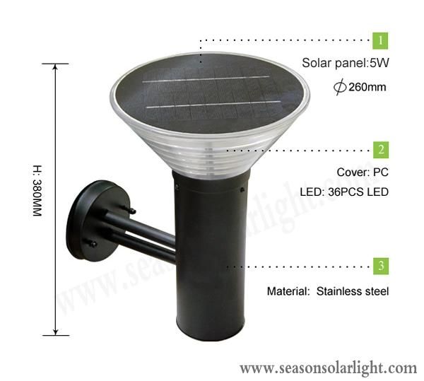 Energy Saving Solar Lighting Outdoor LED Christmas Light Solar Wall Light with 5W Solar Panel