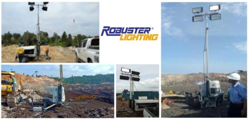 Solar Trailer LED Mobile Lighting Tower for Outdoor Construction